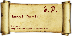 Handel Porfir névjegykártya